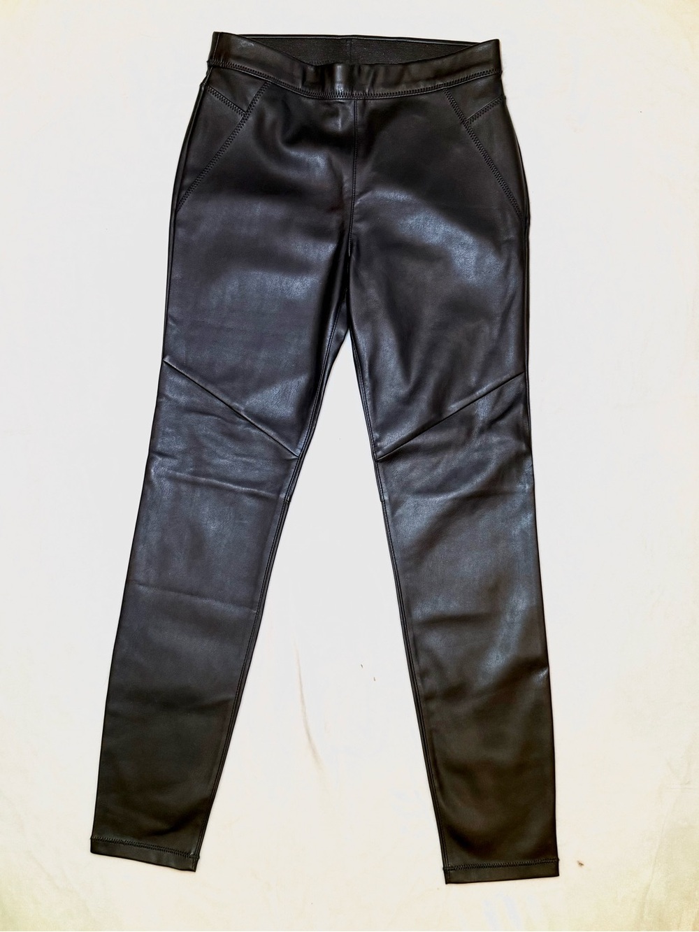 Free People Black Faux Leather Leggings Moto Seam Skinny Pants 26